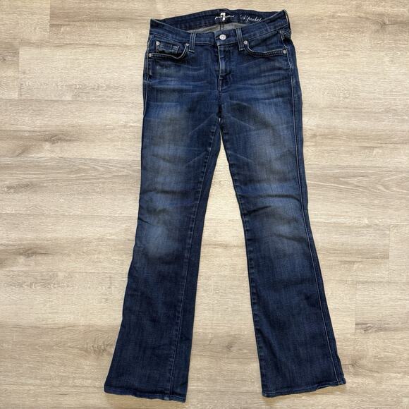 7 For All Mankind Jeans Womens 28 Blue A Pocket Flared Denim Stretch - Picture 2 of 5